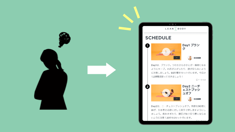 リーンボディがレッスンスケジュールを決めてくれる