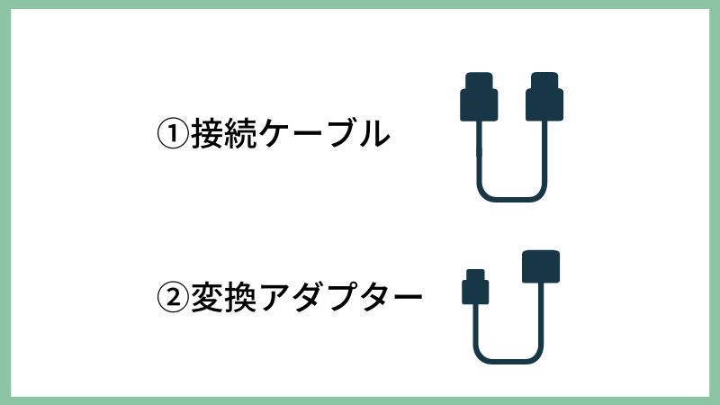 接続ケーブルと変換アダプターが必要