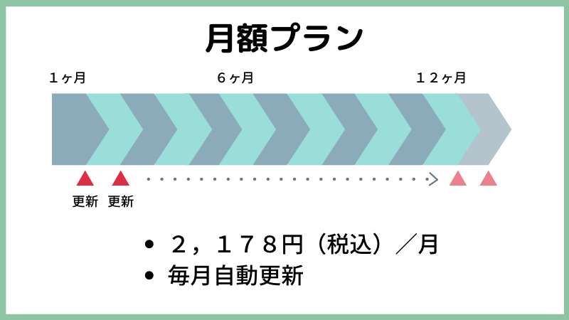 月額プランは２１７８円で毎月更新